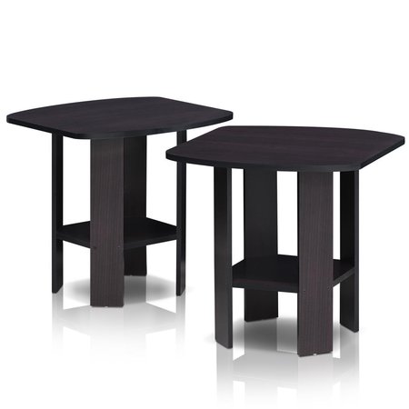 HIGHKEY Simple Design End Table; Dark Walnut - Set of 2 LR656907